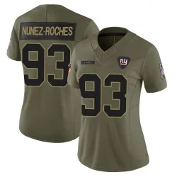 Women's Rakeem Nunez-Roches New York Giants No.93 Limited 2025 Salute to Service Jersey - Olive
