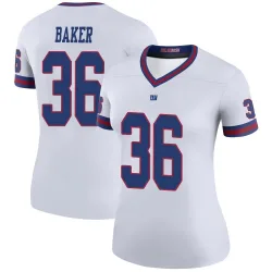 Women's Rushawn Baker New York Giants No.36 Legend Color Rush Jersey - White