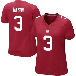 Women's Russell Wilson New York Giants No.3 Game Alternate Jersey - Red