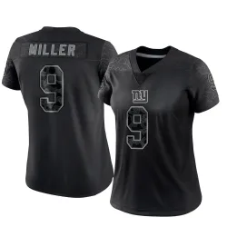 Women's Ryan Miller New York Giants No.9 Limited Reflective Jersey - Black