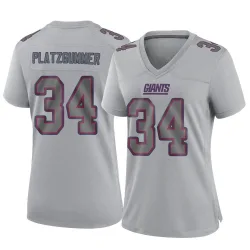 Women's Sandro Platzgummer New York Giants No.34 Game Atmosphere Fashion Jersey - Gray