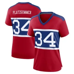 Women's Sandro Platzgummer New York Giants No.34 Game Century Alternate Jersey - Red