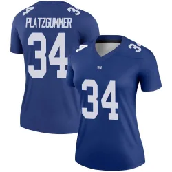 Women's Sandro Platzgummer New York Giants No.34 Legend Jersey - Royal