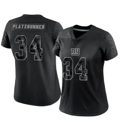 Women's Sandro Platzgummer New York Giants No.34 Limited Reflective Jersey - Black