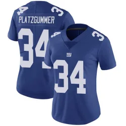 Women's Sandro Platzgummer New York Giants No.34 Limited Team Color Vapor Untouchable Jersey - Royal