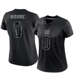 Women's TJ Moore New York Giants No.0 Limited Reflective Jersey - Black