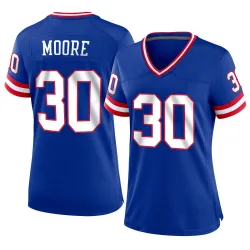 Women's TJ Moore New York Giants No.30 Game Classic Jersey - Royal