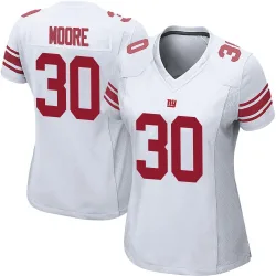 Women's TJ Moore New York Giants No.30 Game Jersey - White