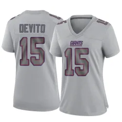 Women's Tommy DeVito New York Giants No.15 Game Atmosphere Fashion Jersey - Gray