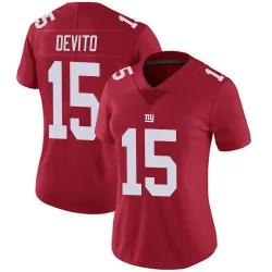 Women's Tommy DeVito New York Giants No.15 Limited Alternate Vapor Untouchable Jersey - Red