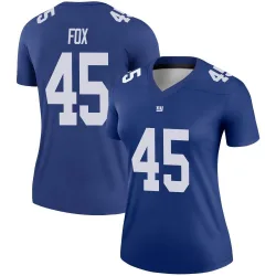 Women's Tomon Fox New York Giants No.45 Legend Jersey - Royal