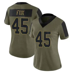 Women's Tomon Fox New York Giants No.45 Limited 2021 Salute To Service Jersey - Olive