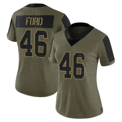 Women's Trace Ford New York Giants No.46 Limited 2021 Salute To Service Jersey - Olive