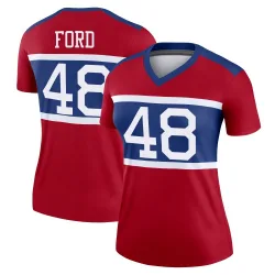 Women's Trace Ford New York Giants No.48 Legend Century Alternate Jersey - Red