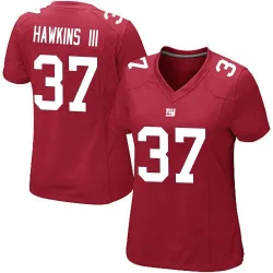 Women's Tre Hawkins III New York Giants No.37 Game Alternate Jersey - Red