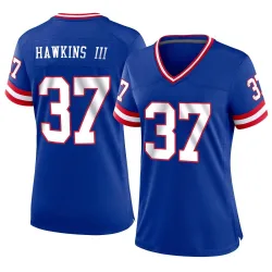 Women's Tre Hawkins III New York Giants No.37 Game Classic Jersey - Royal