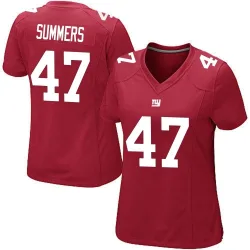 Women's Ty Summers New York Giants No.47 Game Alternate Jersey - Red