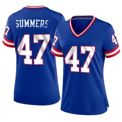 Women's Ty Summers New York Giants No.47 Game Classic Jersey - Royal