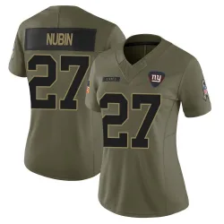 Women's Tyler Nubin New York Giants No.27 Limited 2025 Salute to Service Jersey - Olive
