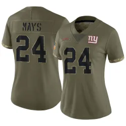Women's Willie Mays New York Giants No.24 Limited 2022 Salute To Service Jersey - Olive