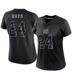 Women's Willie Mays New York Giants No.24 Limited Reflective Jersey - Black