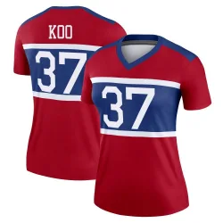 Women's Younghoe Koo New York Giants No.37 Legend Century Alternate Jersey - Red