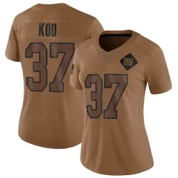 Women's Younghoe Koo New York Giants No.37 Limited 2023 Salute To Service Jersey - Brown