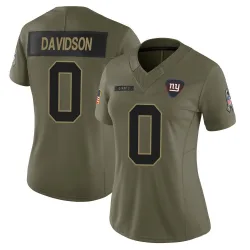 Women's Zach Davidson New York Giants No.0 Limited 2025 Salute to Service Jersey - Olive