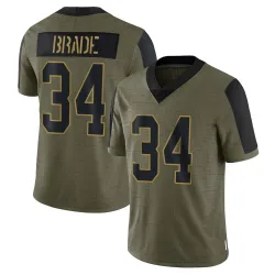 Youth Beau Brade New York Giants No.34 Limited 2021 Salute To Service Jersey - Olive