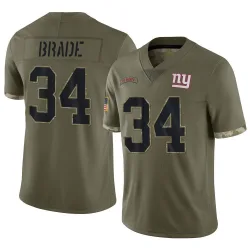 Youth Beau Brade New York Giants No.34 Limited 2022 Salute To Service Jersey - Olive