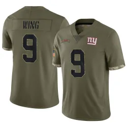 Youth Brad Wing New York Giants No.9 Limited 2022 Salute To Service Jersey - Olive