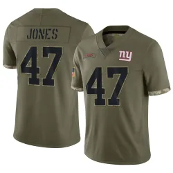 Youth Cam Jones New York Giants No.47 Limited 2022 Salute To Service Jersey - Olive