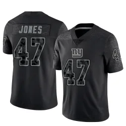 Youth Cam Jones New York Giants No.47 Limited Reflective Jersey - Black