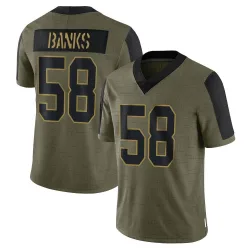 Youth Carl Banks New York Giants No.58 Limited 2021 Salute To Service Jersey - Olive