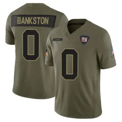 Youth Damon Bankston New York Giants No.0 Limited 2025 Salute to Service Jersey - Olive