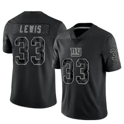 Youth Dion Lewis New York Giants No.33 Limited Reflective Jersey - Black