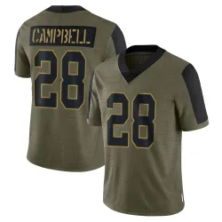 Youth Elijah Campbell New York Giants No.28 Limited 2021 Salute To Service Jersey - Olive