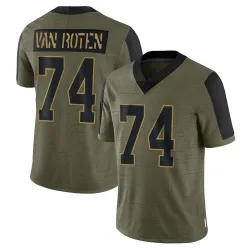 Youth Greg Van Roten New York Giants No.74 Limited 2021 Salute To Service Jersey - Olive
