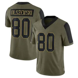 Youth Gunner Olszewski New York Giants No.80 Limited 2021 Salute To Service Jersey - Olive