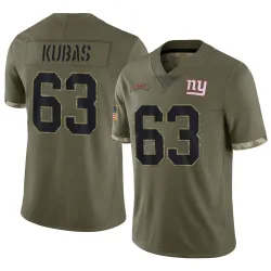 Youth Jake Kubas New York Giants No.63 Limited 2022 Salute To Service Jersey - Olive