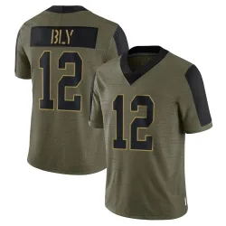 Youth Jordan Bly New York Giants No.12 Limited 2021 Salute To Service Jersey - Olive