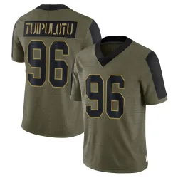 Youth Marlon Tuipulotu New York Giants No.96 Limited 2021 Salute To Service Jersey - Olive