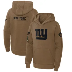 Youth New York Giants No. 2023 Salute to Service Club Fleece Pullover Hoodie - Brown