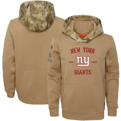 Youth New York Giants No. Khaki 2019 Salute to Service Therma Pullover Hoodie
