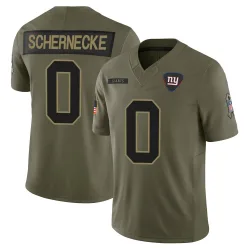 Youth Ryan Schernecke New York Giants No.0 Limited 2025 Salute to Service Jersey - Olive