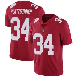 Youth Sandro Platzgummer New York Giants No.34 Limited Alternate Vapor Untouchable Jersey - Red