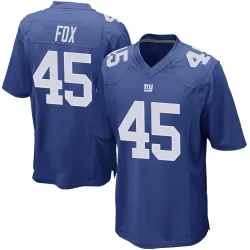 Youth Tomon Fox New York Giants No.45 Game Team Color Jersey - Royal