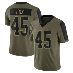 Youth Tomon Fox New York Giants No.45 Limited 2021 Salute To Service Jersey - Olive