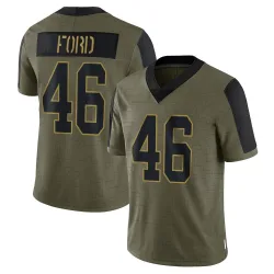 Youth Trace Ford New York Giants No.46 Limited 2021 Salute To Service Jersey - Olive